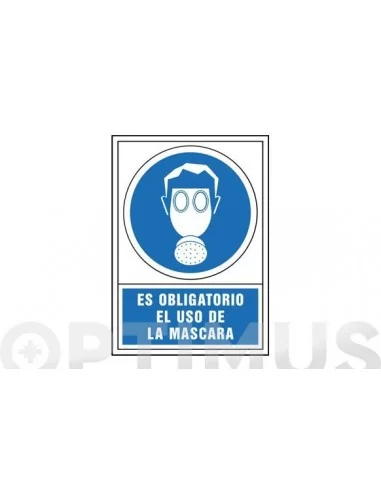 SEÑAL OBLIGACION CASTELLANO 490X345 MM-OBLIGATORIO USO DE MASCARA